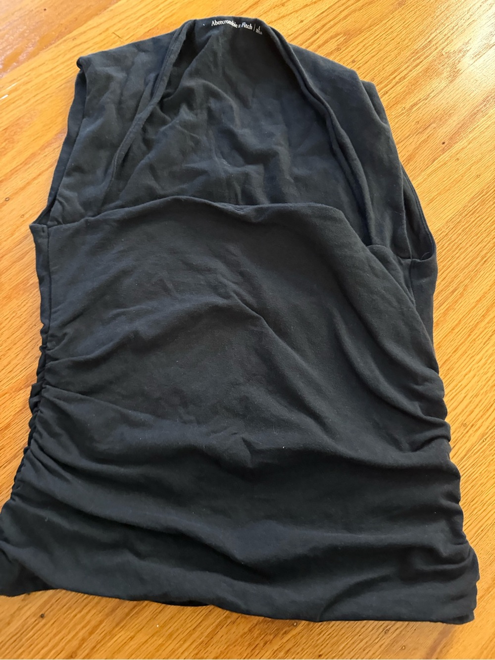 Abercrombie & Fitch Black Ruched Sleeveless Top
